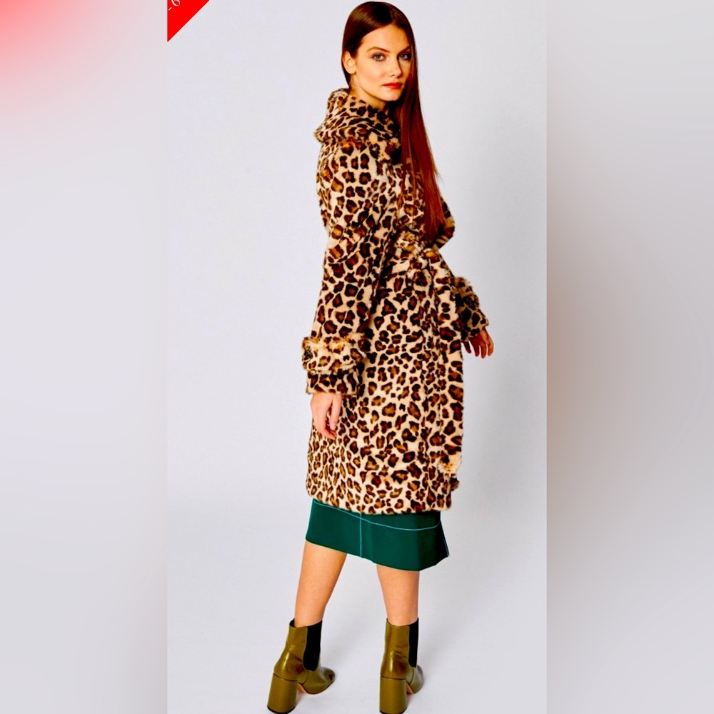 Leopard Print Faux Fur Maxi Coat